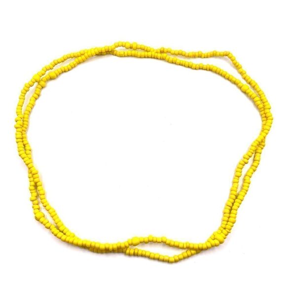 Yellow and pink seed bead necklace waist or bracelet - Picture 3 of 7